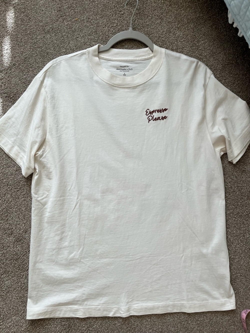 Abercrombie & Fitch Cream Espresso Please Graphic Tee Shirt Oversized Essential - Picture 5 of 5